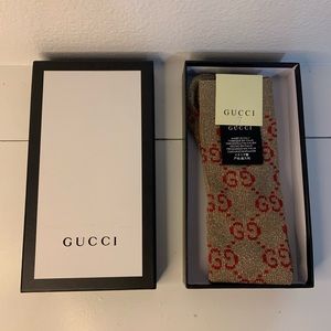 New Gucci Brown Lamè GG Unisex Luxury Socks